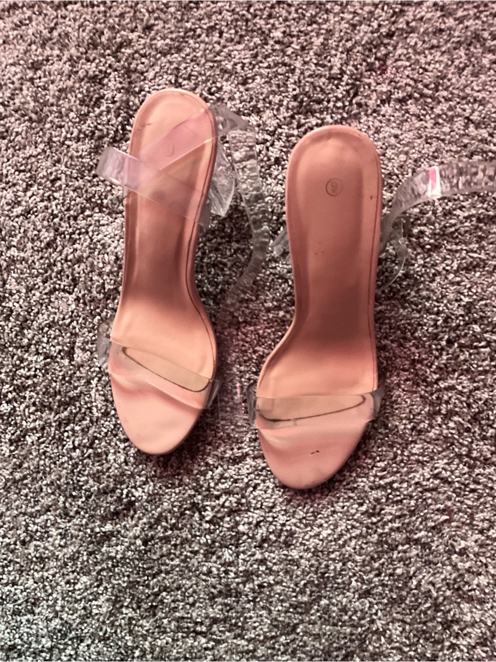 Clear Strap Nude Slide Heels for Women